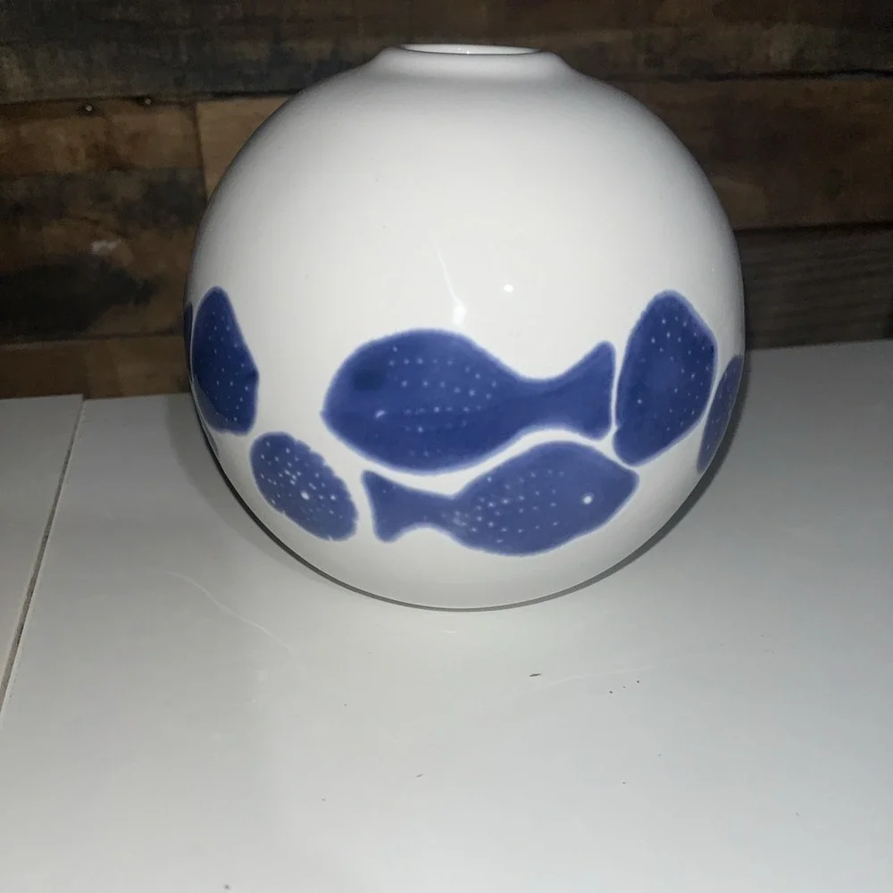 Viva By Vietri Santorini Fish Vase Decorative Accents Playful Modern‎ Round Ball